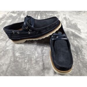 NWOB CLARKS DURLEIGH SAIL Boat‎ Moc Toe Shoes, Blue Suede Leather Mens US 7
